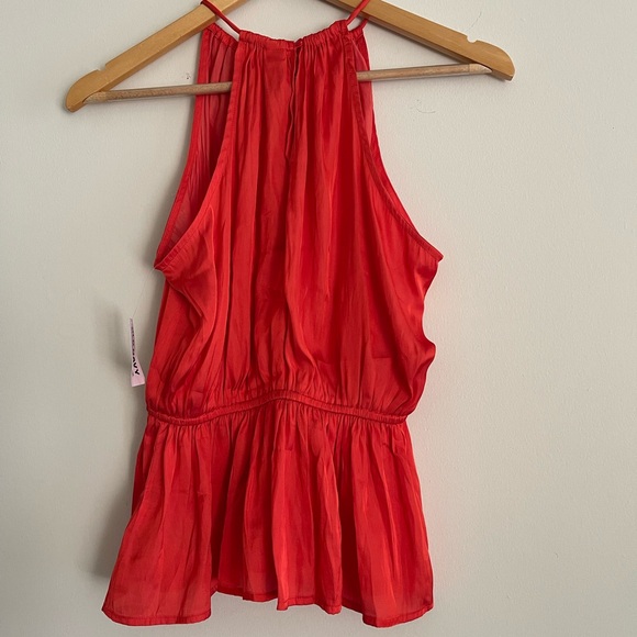 NWT Old Navy Satin Halter Top Peplum Waist Defining Brown Blouse Size XS - Picture 3 of 6